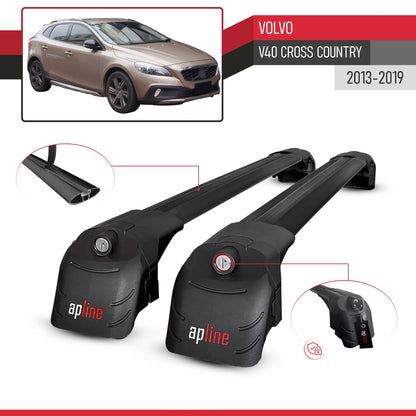 Compatible con Volvo V40 Cross Country 2013-2018 ACE-2 Barras de Techo Auto Portaequipajes Barras Transversales Negro Aluminio 2 Barras