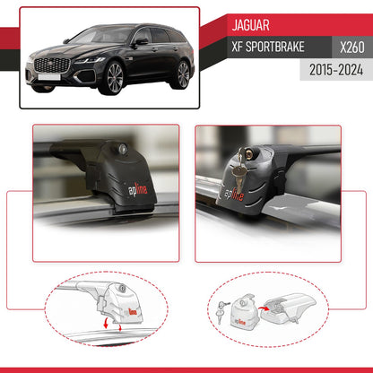 Compatible con Jaguar XF Sportbrake 2021-2024 ACE-2 Barras de Techo Auto Portaequipajes Barras Transversales Negro Aluminio 2 Barras