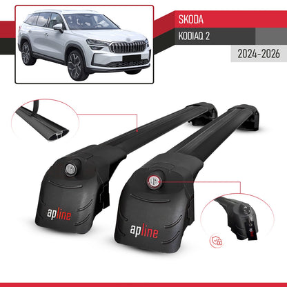 Compatible con Skoda Kodiaq 2024-2025 ACE-2 Barras de Techo Auto Portaequipajes Barras Transversales Negro Aluminio 2 Barras