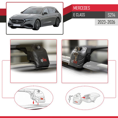 Compatible con Mercedes E-Class Estate 2021-2025 ACE-2 Barras de Techo Auto Portaequipajes Barras Transversales Negro Aluminio 2 Barras