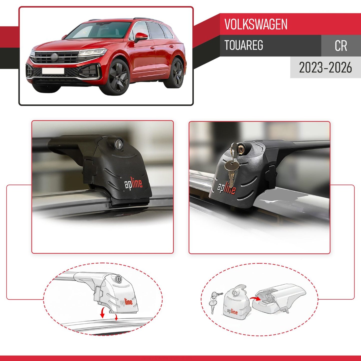Compatible con VW Touareg 2023-2025 ACE-2 Barras de Techo Auto Portaequipajes Barras Transversales Negro Aluminio 2 Barras