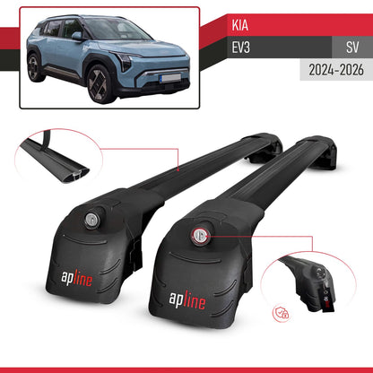 Compatible con Kia EV3 2024-2025 ACE-2 Barras de Techo Auto Portaequipajes Barras Transversales Negro Aluminio 2 Barras