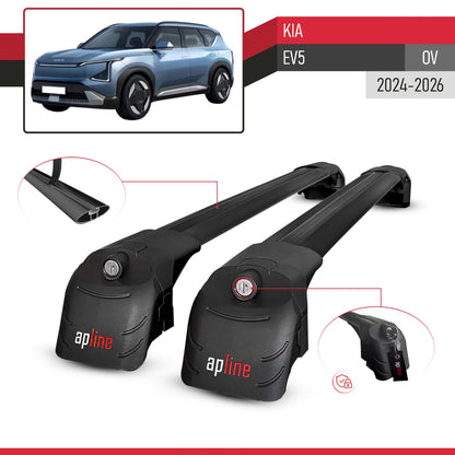 Compatible con Kia EV5 2024-2025 ACE-2 Barras de Techo Auto Portaequipajes Barras Transversales Negro Aluminio 2 Barras