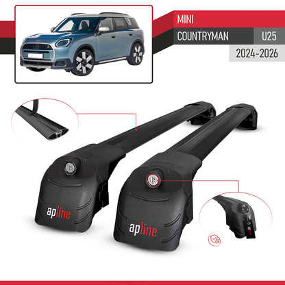Compatible con Mini Countryman 2024-2025 ACE-2 Barras de Techo Auto Portaequipajes Barras Transversales Negro Aluminio 2 Barras