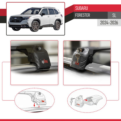 Compatible con Subaru Forester 2024-2025 ACE-2 Barras de Techo Auto Portaequipajes Barras Transversales Negro Aluminio 2 Barras