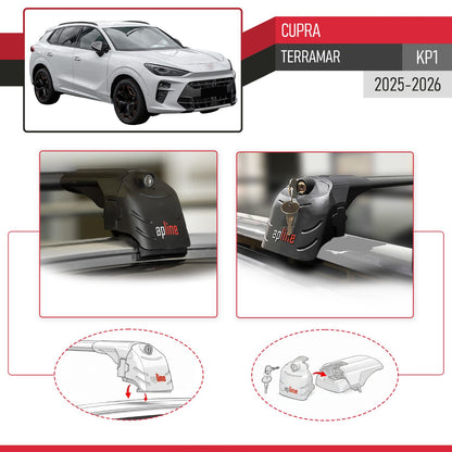 Compatible con Cupra Terramar 2025 ACE-2 Barras de Techo Auto Portaequipajes Barras Transversales Negro Aluminio 2 Barras