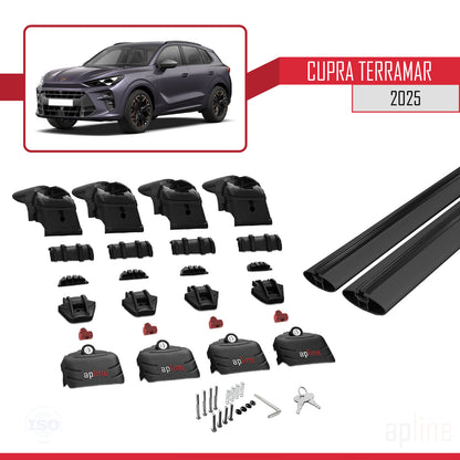 Compatible avec Cupra Terramar 2025 ACE-2 Barres de Toit Railing Porte-Bagages de Voiture Noir Aluminium 2 Barres