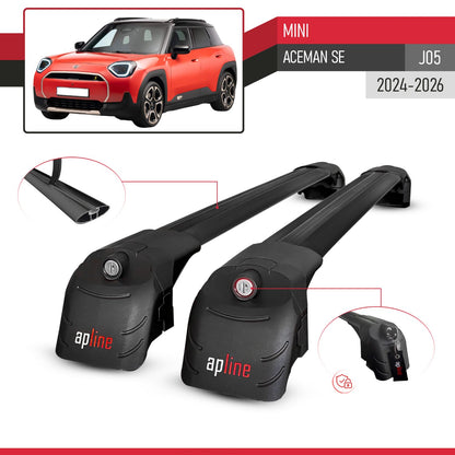 Compatible con Mini Aceman SE 2024-2025 ACE-2 Barras de Techo Auto Portaequipajes Barras Transversales Negro Aluminio 2 Barras