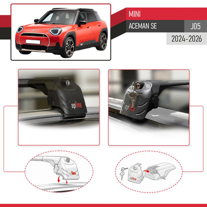 Compatible con Mini Aceman SE 2024-2025 ACE-2 Barras de Techo Auto Portaequipajes Barras Transversales Negro Aluminio 2 Barras
