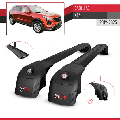 Compatible con Cadillac XT4 2019-2025 ACE-2 Barras de Techo Auto Portaequipajes Barras Transversales Negro Aluminio 2 Barras