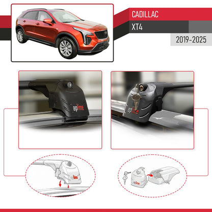 Compatible con Cadillac XT4 2019-2025 ACE-2 Barras de Techo Auto Portaequipajes Barras Transversales Negro Aluminio 2 Barras