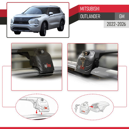 Compatible con Mitsubishi Outlander 2022-2025 ACE-2 Barras de Techo Auto Portaequipajes Barras Transversales Negro Aluminio 2 Barras