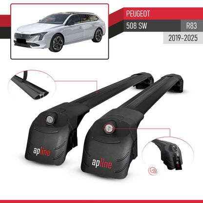 Compatible con Peugeot 508 SW 2019-2025 ACE-2 Barras de Techo Auto Portaequipajes Barras Transversales Negro Aluminio 2 Barras