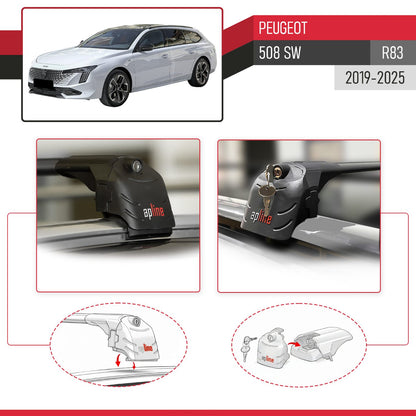 Compatible con Peugeot 508 SW 2019-2025 ACE-2 Barras de Techo Auto Portaequipajes Barras Transversales Negro Aluminio 2 Barras