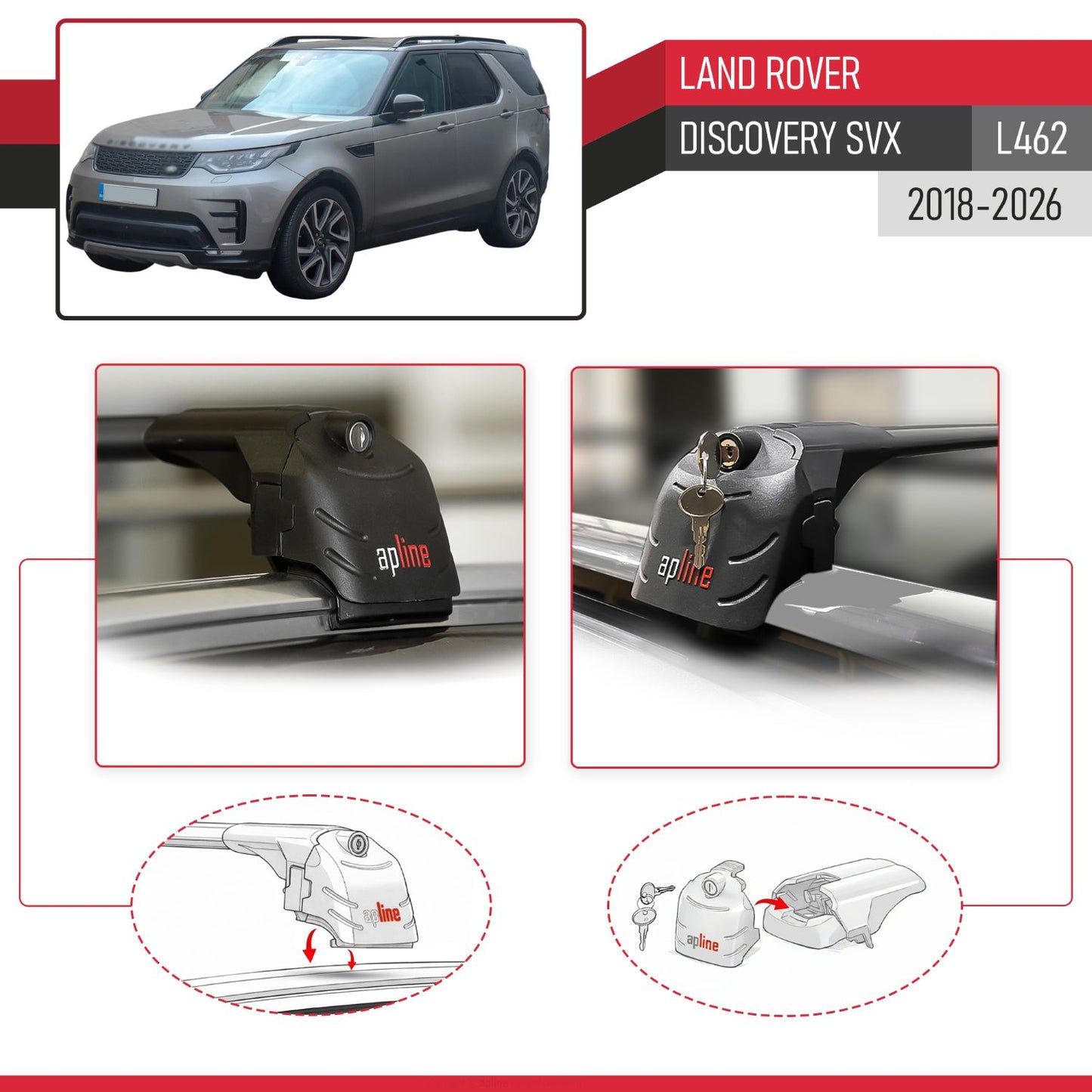 Compatible con Land Rover Discovery SVX 2018-2025 ACE-2 Barras de Techo Auto Portaequipajes Barras Transversales Negro Aluminio 2 Barras