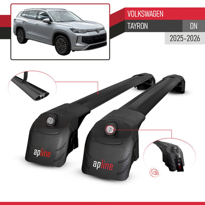Compatible con Volkswagen Tayron 2025 ACE-2 Barras de Techo Auto Portaequipajes Barras Transversales Negro Aluminio 2 Barras