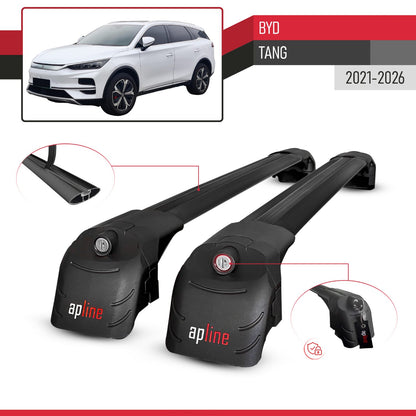Compatible con BYD Tang 2021-2025 ACE-2 Barras de Techo Auto Portaequipajes Barras Transversales Negro Aluminio 2 Barras
