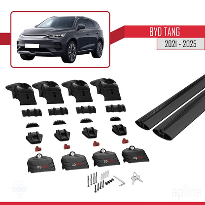 Compatible avec BYD Tang 2021-2025 ACE-2 Barres de Toit Railing Porte-Bagages de Voiture Noir Aluminium 2 Barres