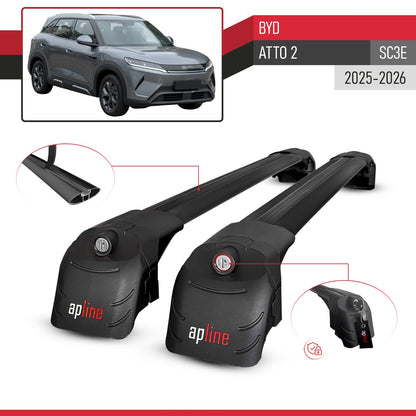 Compatible con BYD Atto 2 2025-2026 ACE-2 Barras de Techo Auto Portaequipajes Barras Transversales Negro Aluminio 2 Barras