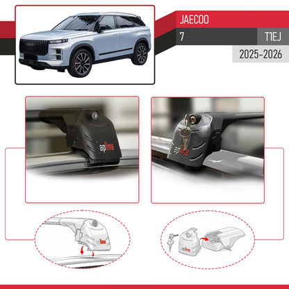 Compatible con JAECOO 7 2025-2026 ACE-2 Barras de Techo Auto Portaequipajes Barras Transversales Negro Aluminio 2 Barras
