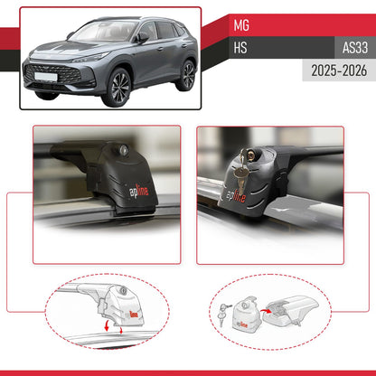 Compatible con MG HS 2025-2026 ACE-2 Barras de Techo Auto Portaequipajes Barras Transversales Negro Aluminio 2 Barras