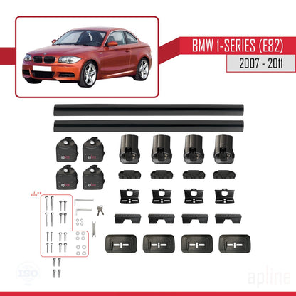 Compatibile con BMW Serie 1 (E82) 2007-2013 Barre portatutto ACE-3 in alluminio nero, 2 barre