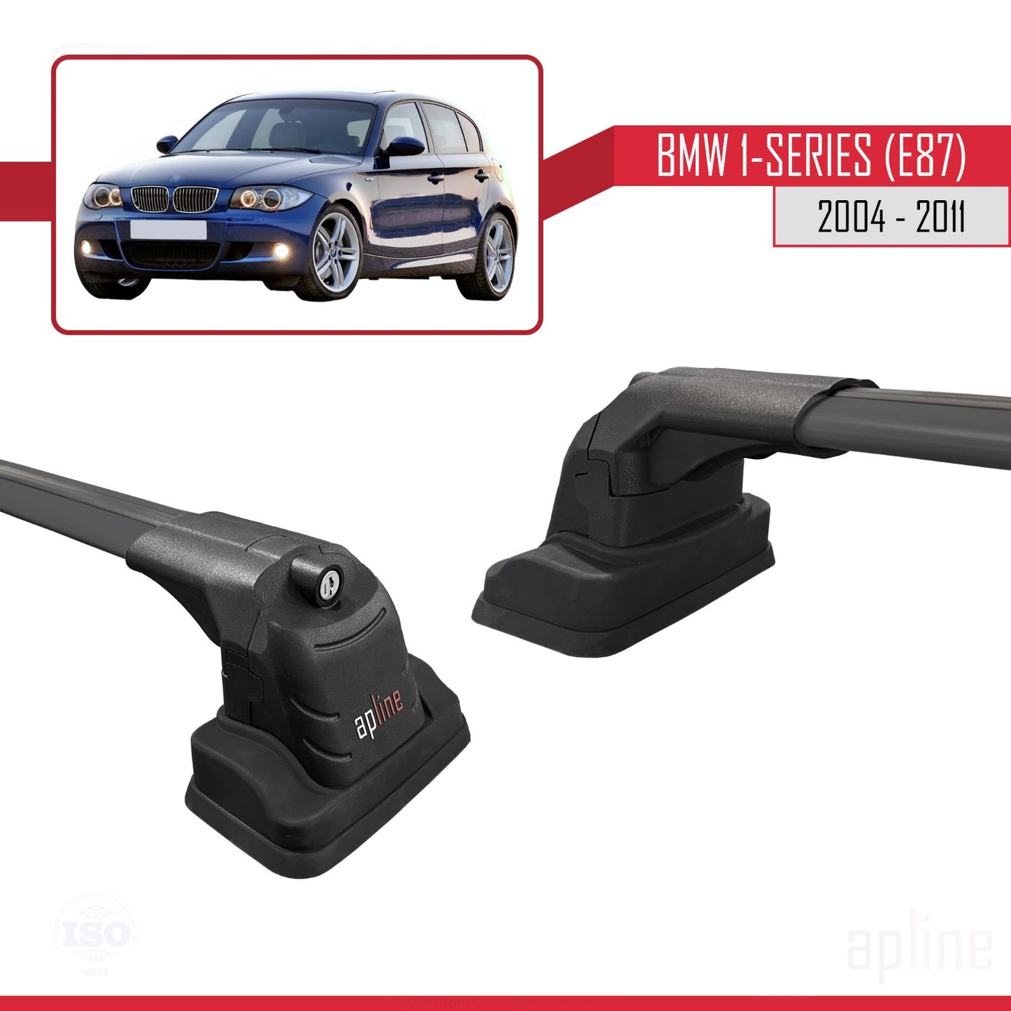 Compatibile con BMW Serie 1 (E87) 2004-2011 Barre portatutto ACE-3 in alluminio nero, 2 barre