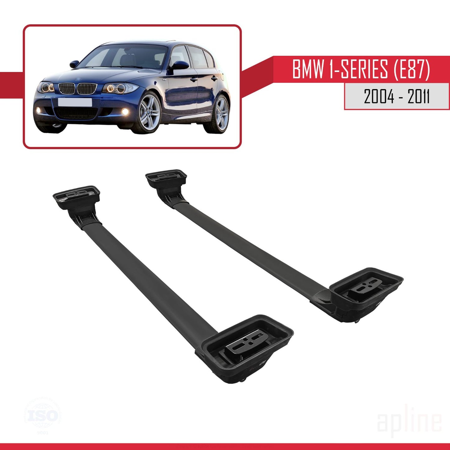 Compatibile con BMW Serie 1 (E87) 2004-2011 Barre portatutto ACE-3 in alluminio nero, 2 barre