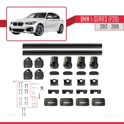 Compatibile con BMW Serie 1 (F20) 2012-2019 Barre portatutto ACE-3 in alluminio nero, 2 barre