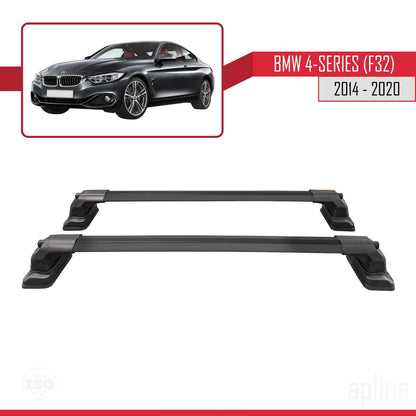 Compatibile con BMW Serie 4 (F32) 2014-2020 Barre portatutto ACE-3 in alluminio nero, 2 barre