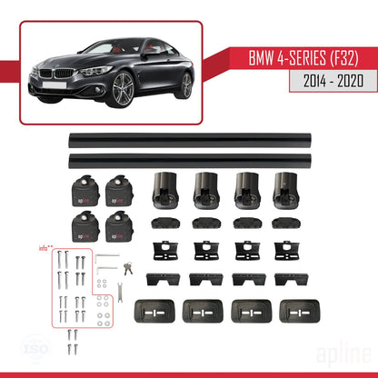 Compatibile con BMW Serie 4 (F32) 2014-2020 Barre portatutto ACE-3 in alluminio nero, 2 barre