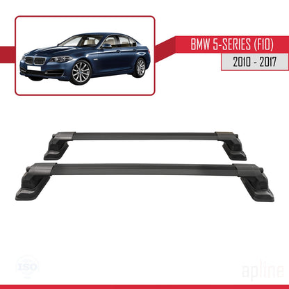 Compatibile con BMW Serie 5 (F10) 2010-2017 Barre portatutto ACE-3 in alluminio nero, 2 barre