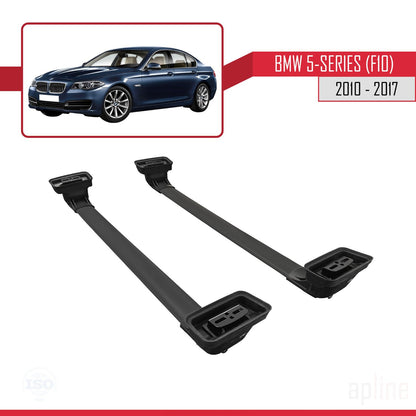 Compatibile con BMW Serie 5 (F10) 2010-2017 Barre portatutto ACE-3 in alluminio nero, 2 barre