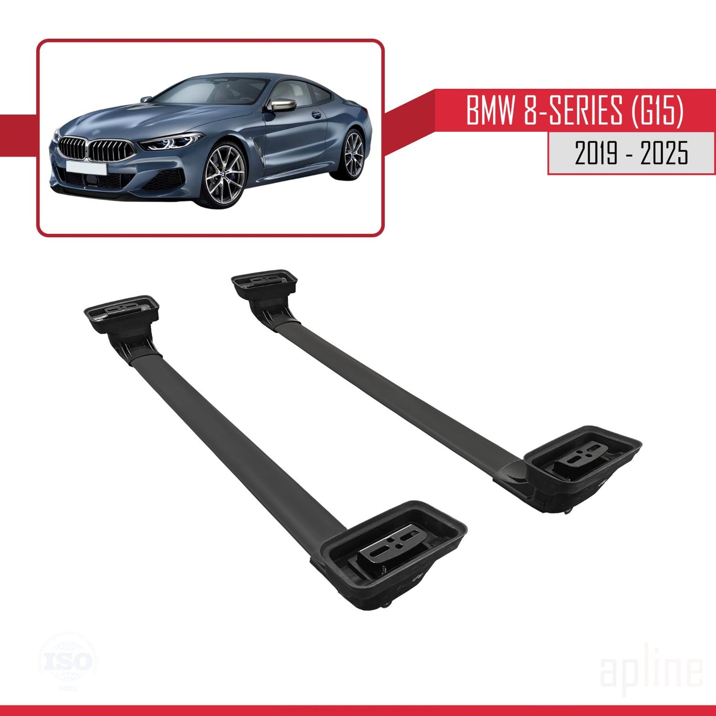 Compatibile con BMW Serie 8 (G15) 2019-2025 Barre portatutto ACE-3 in alluminio nero, 2 barre