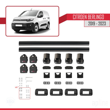 Compatibile con Citroen Berlingo 2019-2023 ACE-3 Barre portatutto per auto Portapacchi in alluminio nero 2 barre