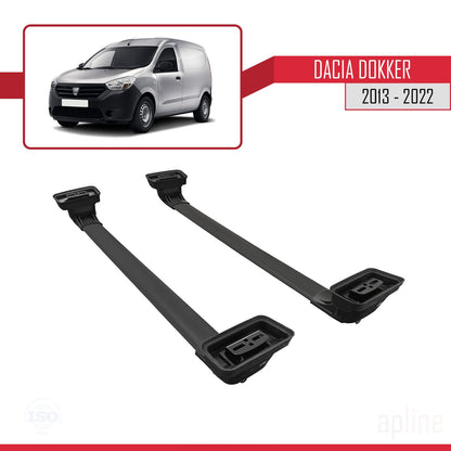 Compatible avec Dacia Dokker 2013-2022 ACE-3 Barres de Toit Railing Porte-Bagages de Voiture Noir Aluminium 2 Barres