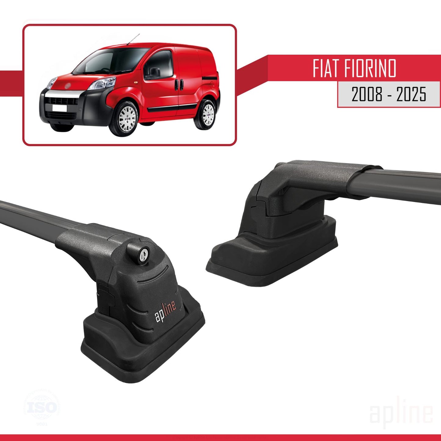 Compatibile con Fiat Fiorino 2008-2025 ACE-3 Barre portatutto per auto Portapacchi Alluminio Nero 2 Barre