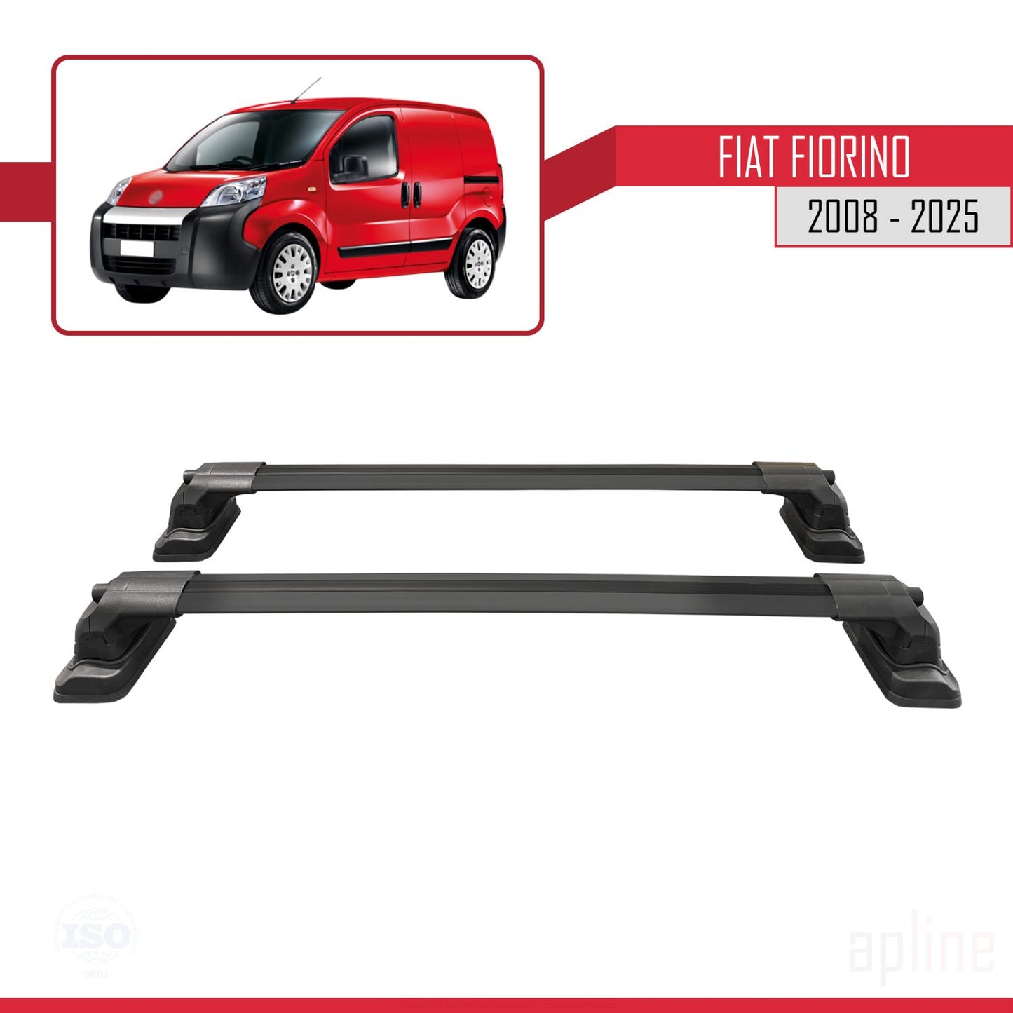 Compatibile con Fiat Fiorino 2008-2025 ACE-3 Barre portatutto per auto Portapacchi Alluminio Nero 2 Barre