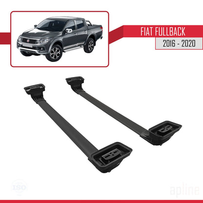 Compatibile con Fiat Fullback 2016-2020 ACE-3 Barre portatutto per auto Portapacchi Alluminio Nero 2 Barre