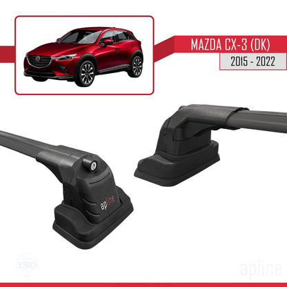 Compatible avec Mazda CX-3 (DK) 2015-2022 ACE-3 Barres de Toit Railing Porte-Bagages de Voiture Noir Aluminium 2 Barres