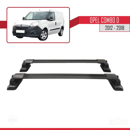 Compatible avec Opel Combo D 2012-2018 ACE-3 Barres de Toit Railing Porte-Bagages de Voiture Noir Aluminium 2 Barres