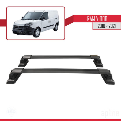 Compatible avec Ram V1000 2010-2021 ACE-3 Barres de Toit Railing Porte-Bagages de Voiture Noir Aluminium 2 Barres