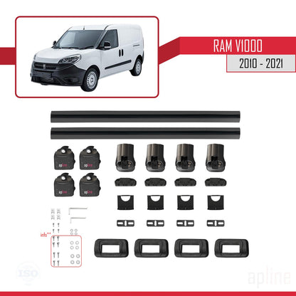 Compatible avec Ram V1000 2010-2021 ACE-3 Barres de Toit Railing Porte-Bagages de Voiture Noir Aluminium 2 Barres