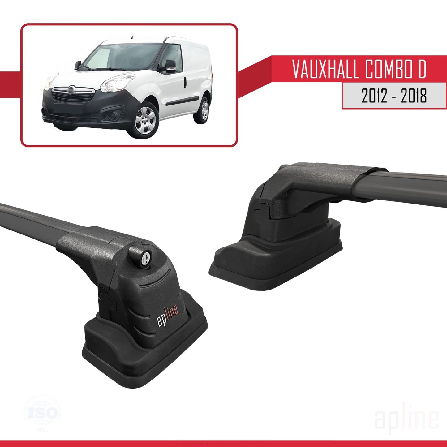 Compatible avec Vauxhall Combo D 2012-2018 ACE-3 Barres de Toit Railing Porte-Bagages de Voiture Noir Aluminium 2 Barres