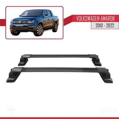 Compatible avec Volkswagen Amarok 2010-2022 ACE-3 Barres de Toit Railing Porte-Bagages de Voiture Noir Aluminium 2 Barres