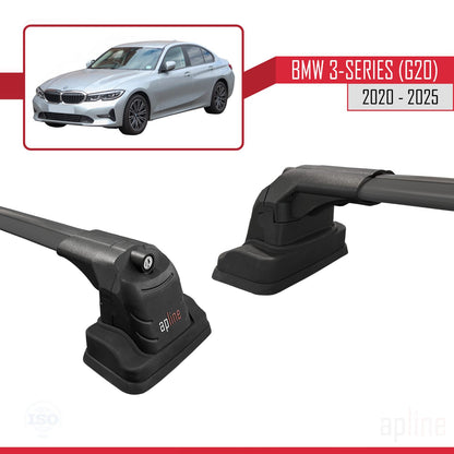 Compatibile con BMW Serie 3 (G20) 2020-2025 Barre portatutto ACE-3 in alluminio nero, 2 barre