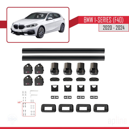 Compatibile con BMW Serie 1 (F40) 2020-2024 Barre portatutto ACE-3 in alluminio nero, 2 barre