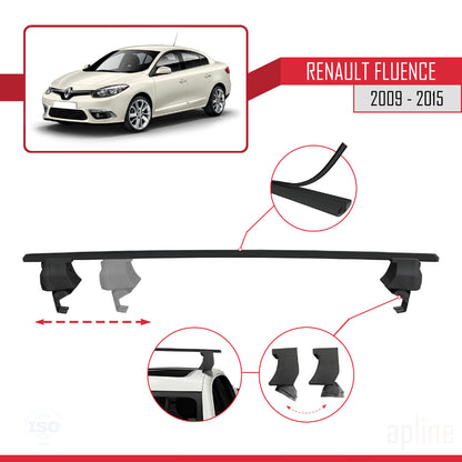 Compatible with Renault Fluence 2009-2015 ACE-4 Car Roof Rack Cross Bar Black Aluminium 2 Bars