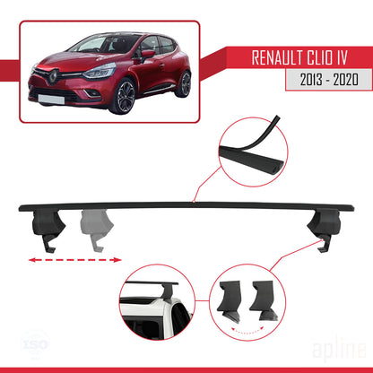 Compatible con Renault Clio 4 2013-2020 ACE-4 Barras de Techo Auto Portaequipajes Barras Transversales Negro Aluminio 2 Barras
