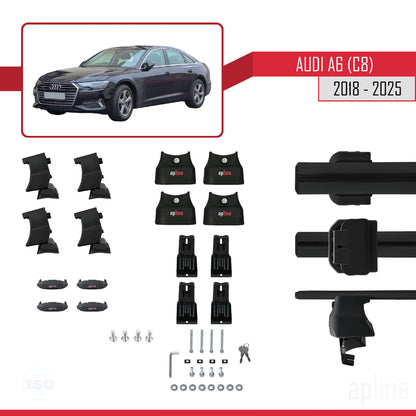 Compatibile con A6 (C8) 2018-2025 ACE-4 Barre portatutto per auto Portapacchi Alluminio nero 2 barre